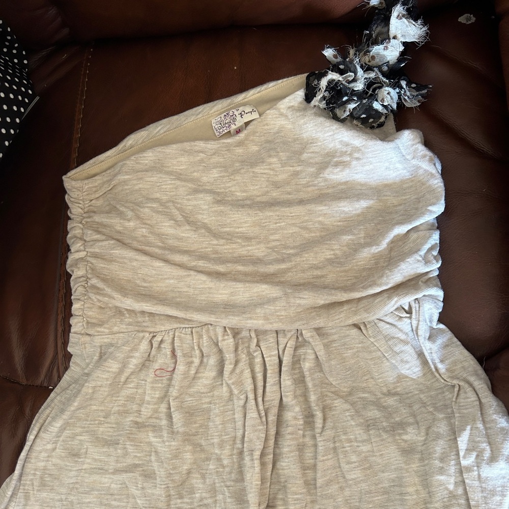 Fiona and Purple one shoulder tank cream gray
